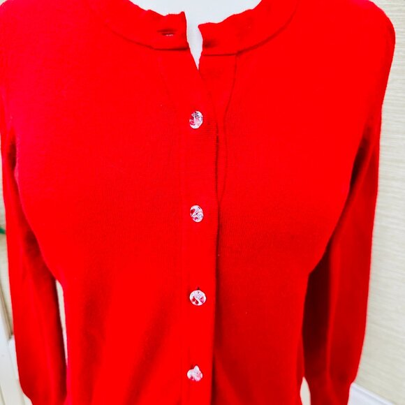 Banana Republic Red Cardigan Sweater with Crystal Buttons Women's Size SP - Picture 3 of 5